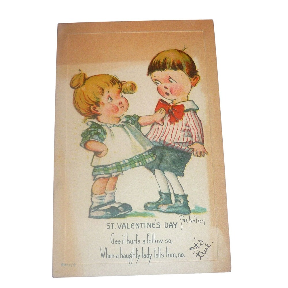 Vintage Twelvetrees St Valentines Day Postcard Antique Embossed Kids Humor 1900s
